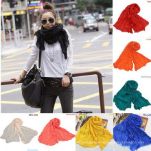 Ningbo lingshang Wholesale 100%cotton chiffon pashmina shawl scarf